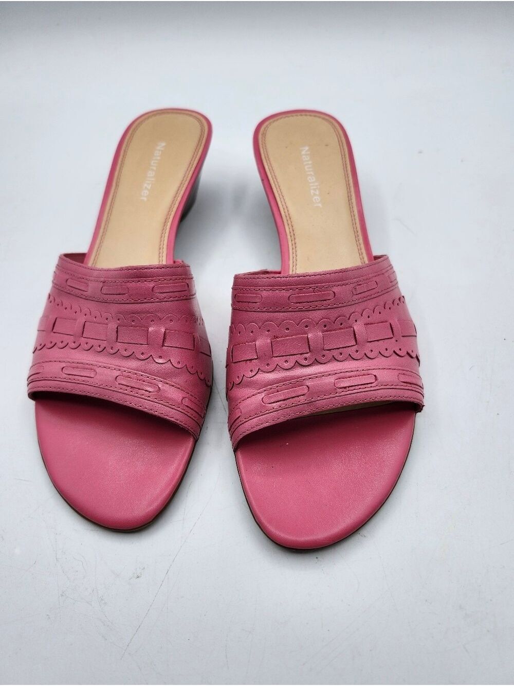 Naturalizer Rose Pink Slide Mules with Decorative Upper